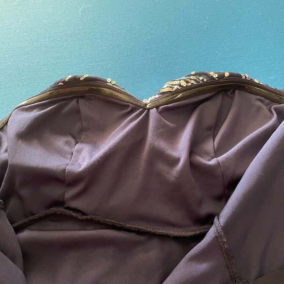 My Michelle Navy party dress sequin strapless top sheer hi low skirt - Picture 8 of 9